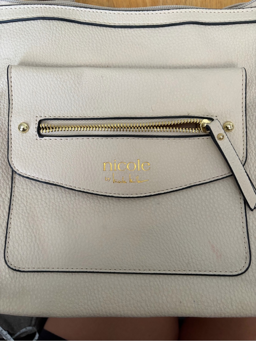 Nicole by Nicole Miller Cream Crossbody Bag with Gold Hardware
